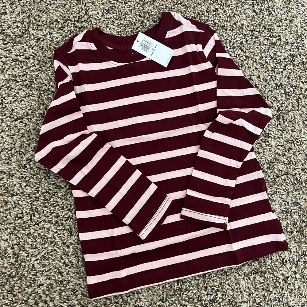 NWT Maroon & Pink Striped Old Navy Long Sleeve (Toddler Girls)